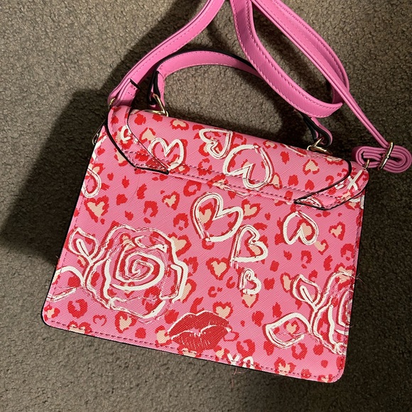 Aldo Pink Heart, Roses, & Lips Valentines Day Handbag with Crossbody strap - Picture 2 of 5